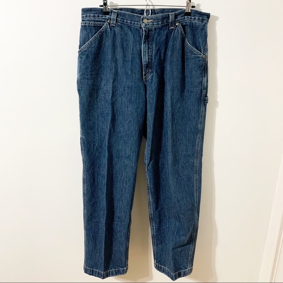 Members Mark Medium / Dark Wash Relaxed Fit Jeans 36 x 30 Blue Denim - Picture 1 of 3